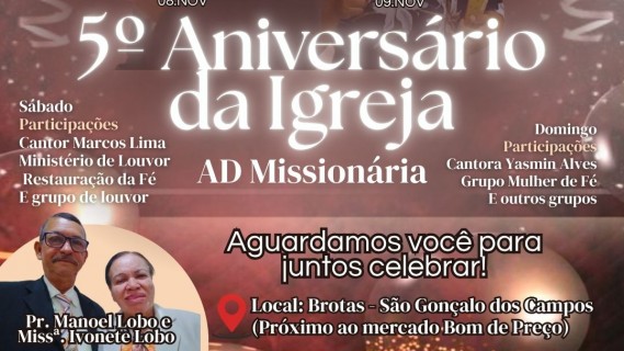 Festividade do 5º Aniversário da AD Missionária